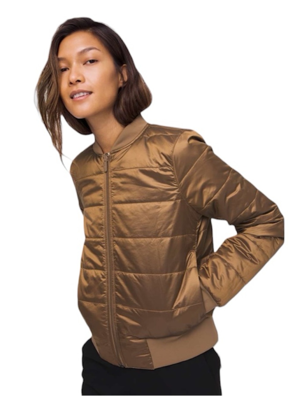 Lululemon Women’s Non-Stop Bomber Jacket *Reversible in Frontier Gold Size 6